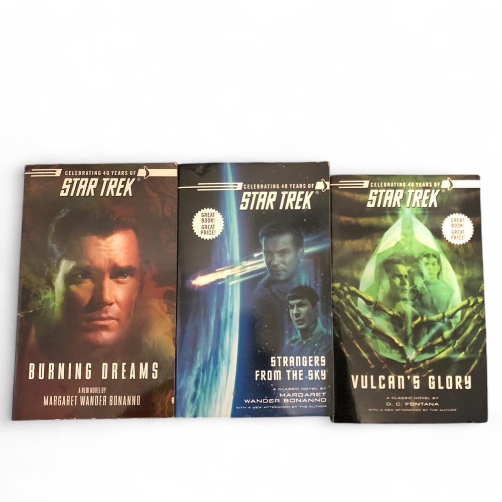 Star Trek Lot 3 Books First Print Burning Dreams Strangers From Sky Vulcan Glory